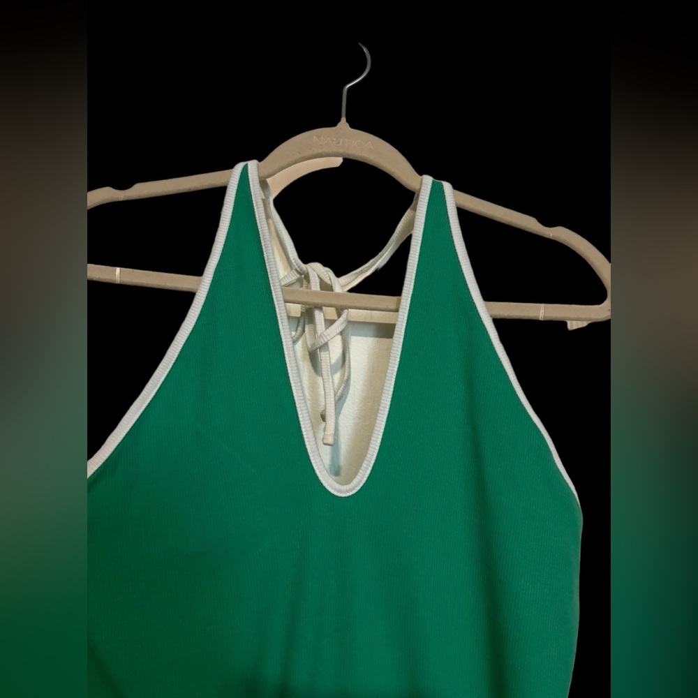 Wild Fable Women's Green Ribbed Halter Neck Bodycon Mini Dress - Size 1X - Picture 2 of 5